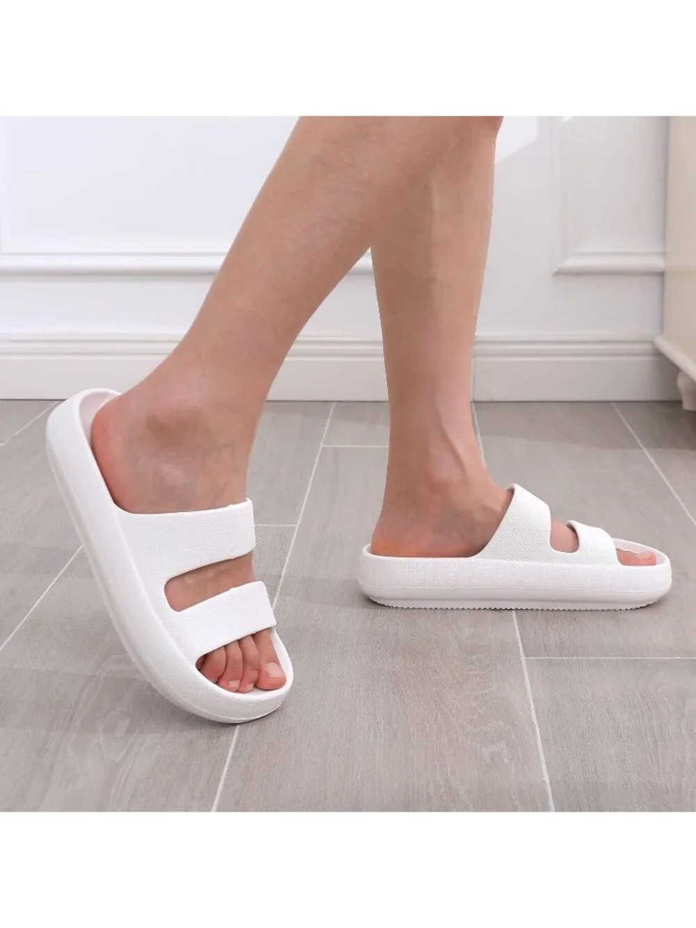 Women's White Summer Lightweight Orthopedic Slide Soft Recovery Slip on Sandals